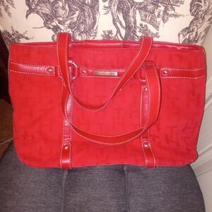 Tommy Hilfiger women's red tote shoulder bag
